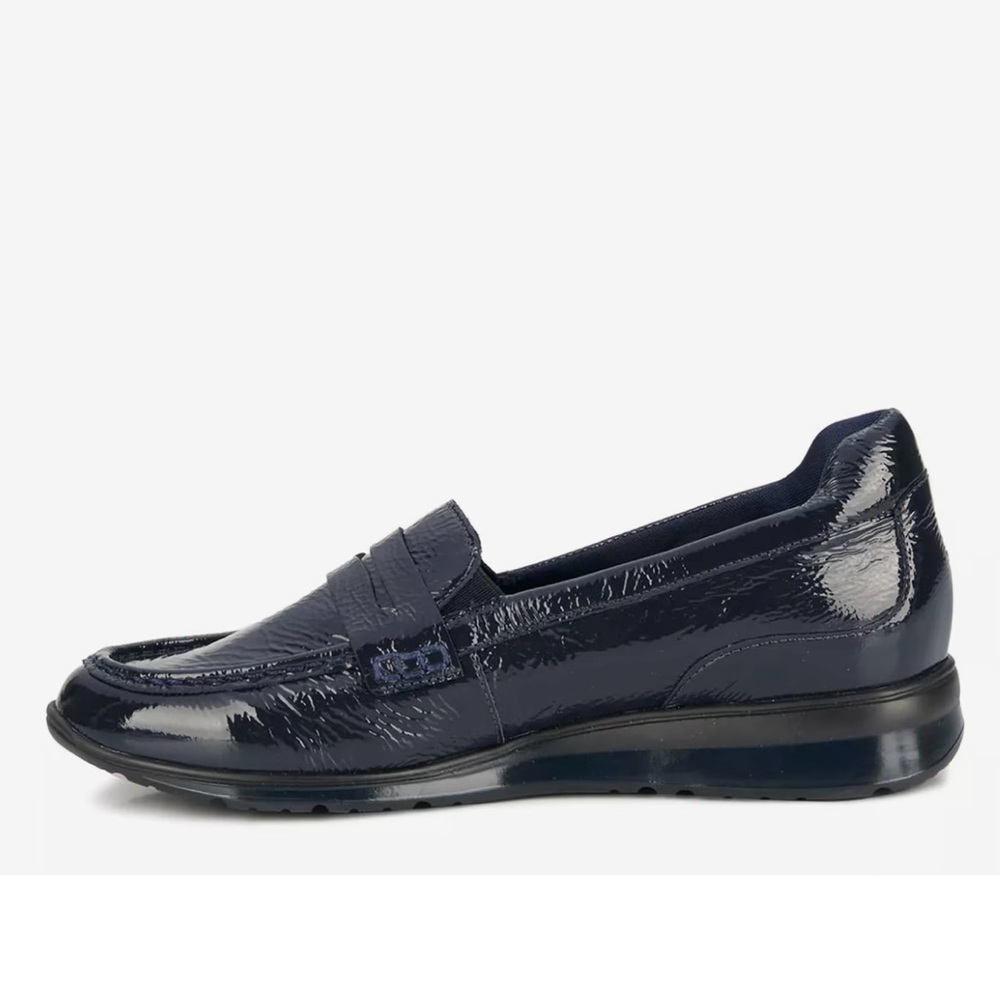 Ros Hommerson Dannon Women's Casual Penny Loafer Crinkle Patent‎ Navy Blue 7.5 M - Picture 3 of 6